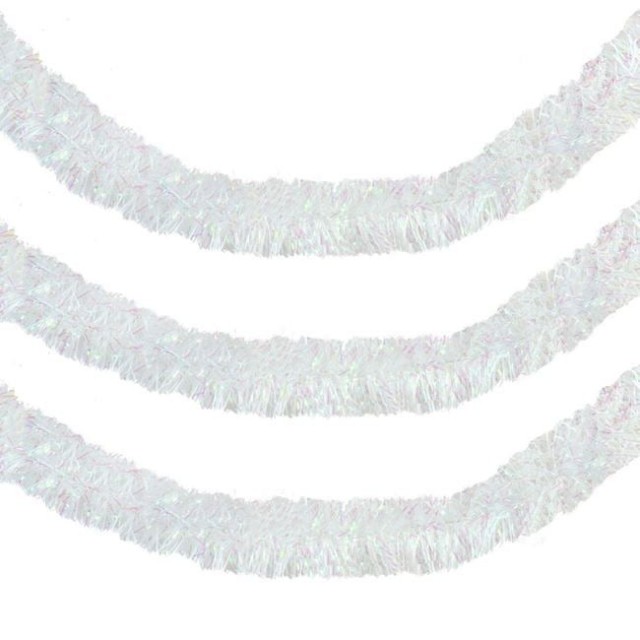 Beteala de Craciun Alba Irizata Tinsel 3m x 8cm