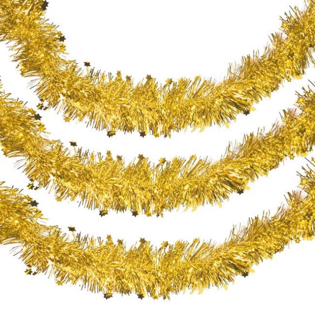 Beteala de Craciun Aurie Tinsel 3m x 10cm