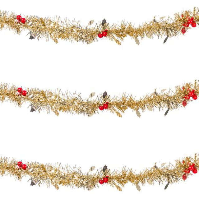 Beteala de Craciun Bej cu Vasc Pomusoare Tinsel 3m x 7cm