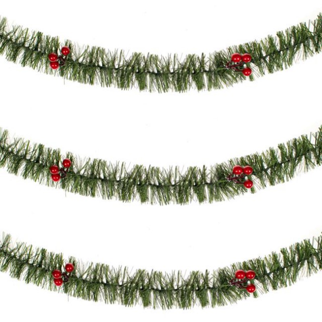 Beteala de Craciun Verde cu Pomusoare Tinsel 3m x 7cm