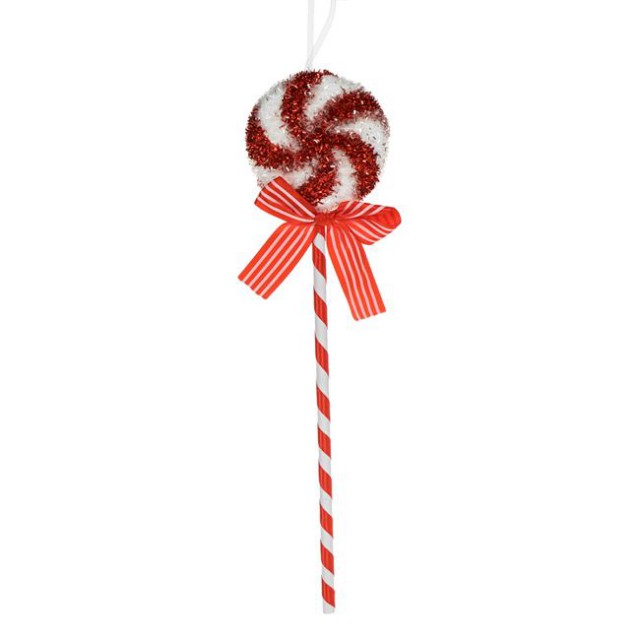 Ornament Brad de Craciun Acadea din Spuma Rosie Alba cu Tinsel 36cm