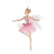 Ornament Brad de Craciun Balerina din Polyresina Alba Roz cu Fusta Tutu & Pene 15cm