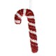 Ornament Brad de Craciun Baston din Spuma Rosie Alba Tinsel Glitter 18cm