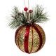 Ornament Brad de Craciun Glob Glitter Rosu Auriu Creanga de Pin 8cm