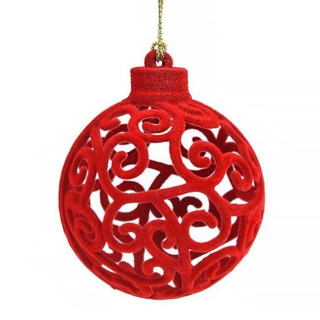 Ornament Brad de Craciun Glob Rosu cu Model 6m