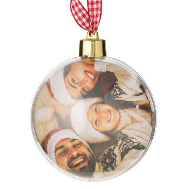 Ornament Brad de Craciun Glob Transparent pentru Poza 8cm