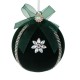 Ornament Brad de Craciun Glob Verde Catifelat cu Strass Ø10cm