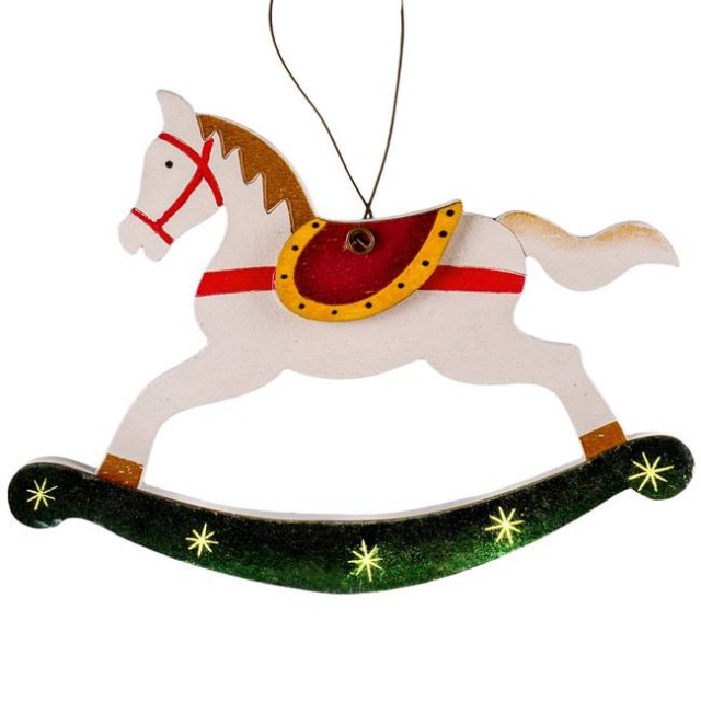 Ornament Brad de Craciun Vintage Calut din Lemn 15cm