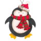 Ornament Brad de Craciun Vintage Pinguin din Lemn 8cm