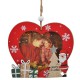 Ornament Brad de Craciun din Lemn pentru Poza Inima Rosie Mos Craciun Cadouri 10x11.5cm