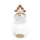 Ornament Ceramic Brad de Craciun Fetita Ingeras Alb cu Glitter Auriu 8x14cm