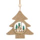 Ornament Craciun din Lemn Brad Glitter 9cm