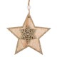 Ornament de Craciun din Lemn Stea Glitter Bej 11cm