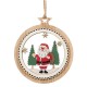 Ornament de Lemn pentru Brad Glob Mos Craciun 12cm