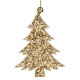 Ornament de Lemn pentru Brad de Craciun Brad Glitter Auriu 8cm