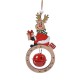 Ornament din Lemn Brad de Craciun Glob cu Cerb Clopotel Glitter 11cm