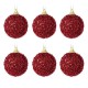 Set Globuri de Craciun Rosii Glitter Tinsel 6 cm - 6buc