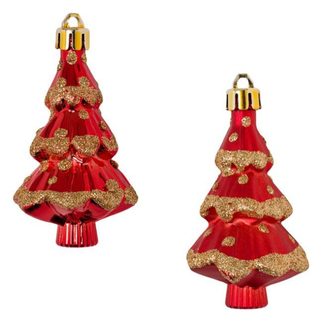 Set Ornamente de Craciun Brazi Roşii Glitter 8cm - 3buc