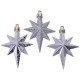 Set Ornamente de Craciun Stele Argintii Mat Stralucitoare Glitter 8cm - 16buc