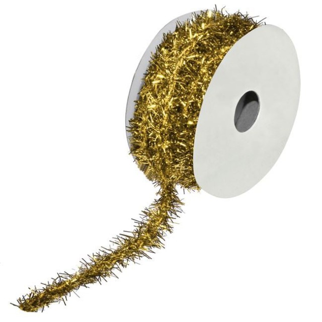 Siret Decorativ pentru Brad de Craciun Bej cu Tinsel 5m