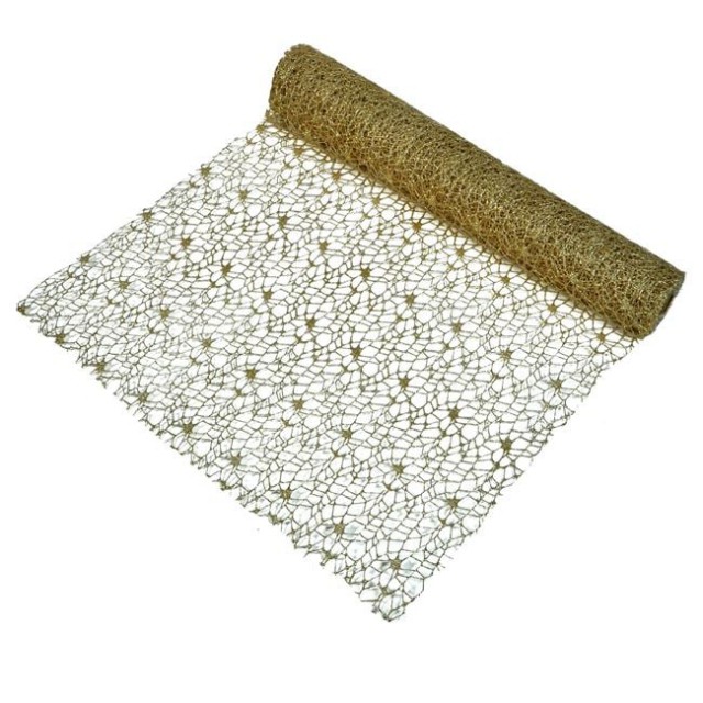 Tesatura Decorativa de Craciun Bej Plasa cu Glitter 5m x 48m