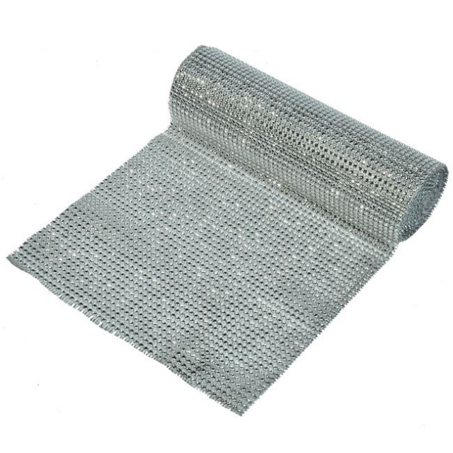 Tesatura Decorativa de Craciun Strass Argintiu 3 m x 24cm