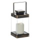 Felinar Decorativ Suspendat Bronz Brushed cu Lumanare & LED 10x10x19cm