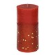 Lumanare Rosie cu Stele Glitter de Craciun Ø7.3x15cm