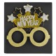 Ochelari cu Coroana Happy New Year Stele Aurii Negre & Glitter 15cm