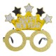 Ochelari cu Coroana Happy New Year Stele Aurii Negre & Glitter 15cm