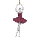 Ornament Brad de Craciun Balerina Transparenta Roz cu Gliitter 14cm