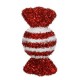 Ornament Brad de Craciun Bomboana Rosie Alba Tinsel 15cm