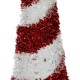 Ornament Brad de Craciun Con din Spuma Rosu Alb Tinsel 8x25.5cm