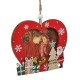 Ornament Brad de Craciun din Lemn pentru Poza Inima Rosie Mos Craciun Cadouri 10x11.5cm