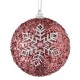 Ornament Brad de Craciun Glob din Spuma Roz Glitter Fulg 8cm