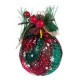 Ornament Brad de Craciun Glob Rosu Verde Carouri In Crenguta Berries 8cm