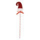 Ornament Brad de Craciun Stick cu Caciula din Spuma cu Tinsel Rosu Alb 58cm