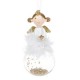 Ornament Ceramic Brad de Craciun Fetita Ingeras Alb cu Glitter Auriu 6x12cm