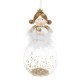 Ornament Ceramic Brad de Craciun Fetita Ingeras Alb cu Glitter Auriu 8x14cm