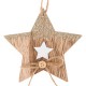 Ornament de Craciun din Lemn Stea Glitter Bej 11cm