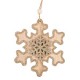 Ornament de Lemn Brad de Craciun Fulg Glitter Bej 9cm