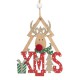 Ornament din Lemn Brad de Craciun Brad XMAS Cerb Pompon 8x11cm