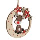 Ornament din Lemn Brad de Craciun Luna Stele Cerb cu Glitter 10cm