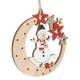 Ornament din Lemn Brad de Craciun Luna Stele Om de Zapada Glitter 10cm