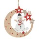 Ornament din Lemn Brad de Craciun Luna Stele Om de Zapada Glitter 10cm