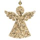 Ornament pentru Brad de Craciun din Lemn Inger Auriu Glitter 8cm