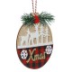 Ornament Pom de Craciun din Lemn Rotund Carouri Reni Brazi Xmas Glitter 10cm