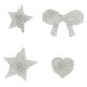 Set Autocolante - Patches Inimi Stele Fundite cu Strass Argintiu - 6buc