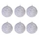 Set Globuri de Craciun Argintii Glitter 8cm - 6buc