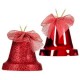 Set Ornamente de Craciun Clopote Rosii Stralucitoare Glitter 6cm - 4buc